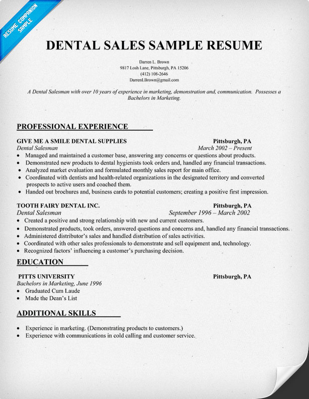 Dentist resume examples free