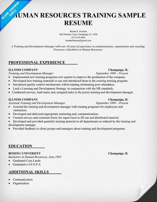 Human resource example resume