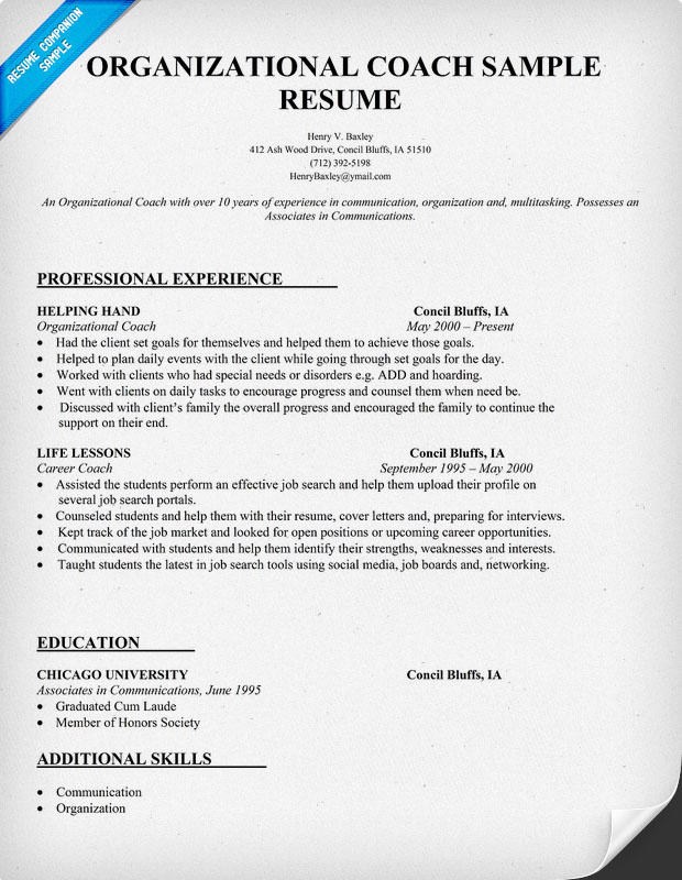 Professional sports coach resume