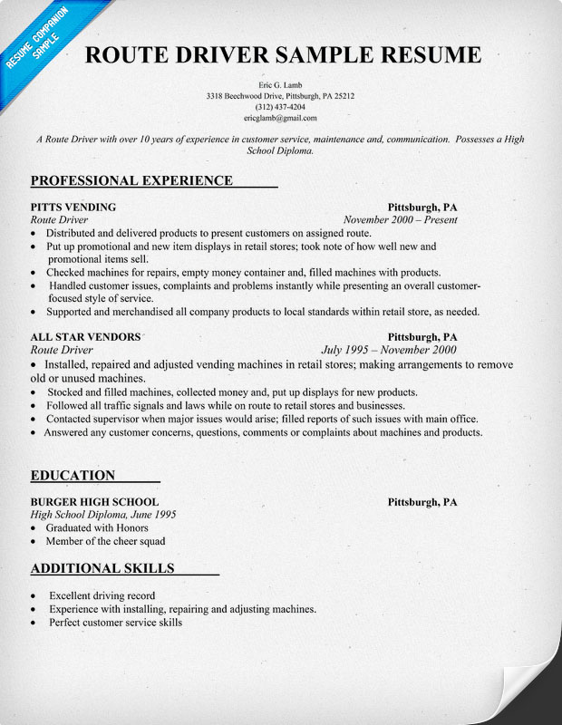 Driver Resume Writing Tips | Resume Examples