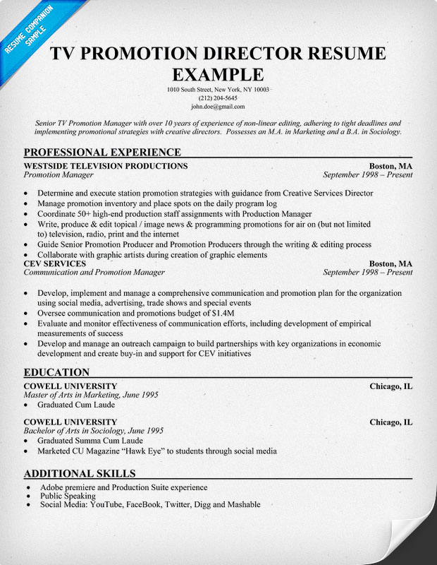 Television Production Cv Template australiafilecloud