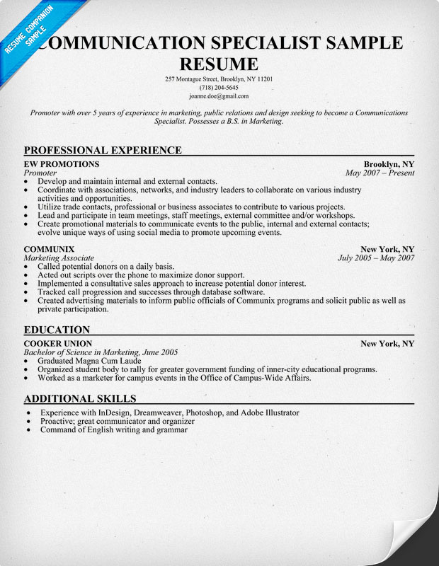 Sample of communication skills on resume