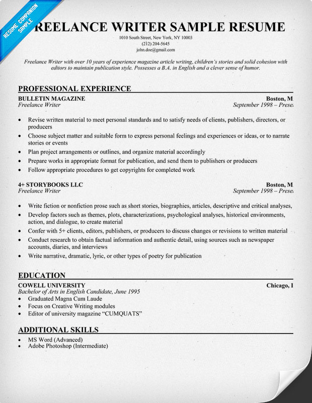 How To Write A Resume For A Freelance Writing Job  freelance writing jobs ehow