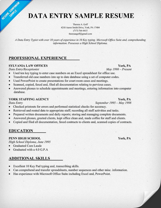 Administration Data Entry Clerk Resume Example MyPerfectResume Best