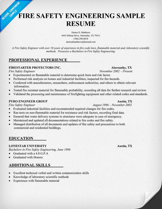 Resume for safety officer job