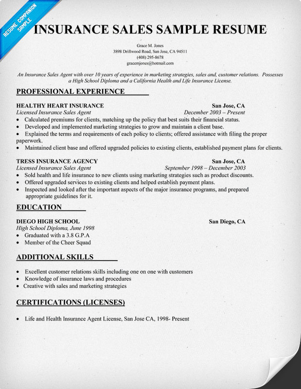 Alternative Insurance Resume Samples