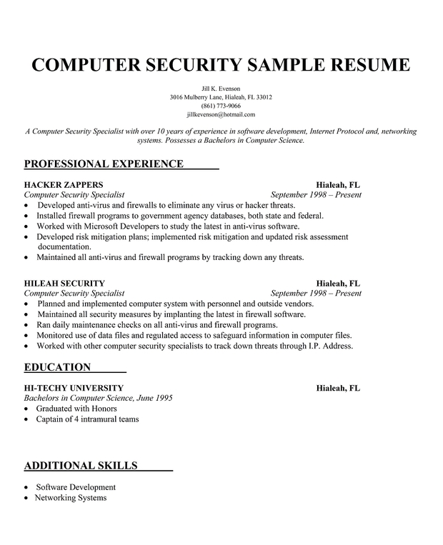 Computer teacher resume sample