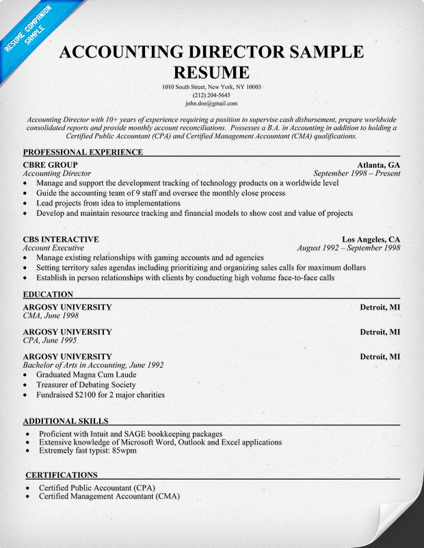 ACCOUNTING DIRECTOR TEMPLATE RESUME