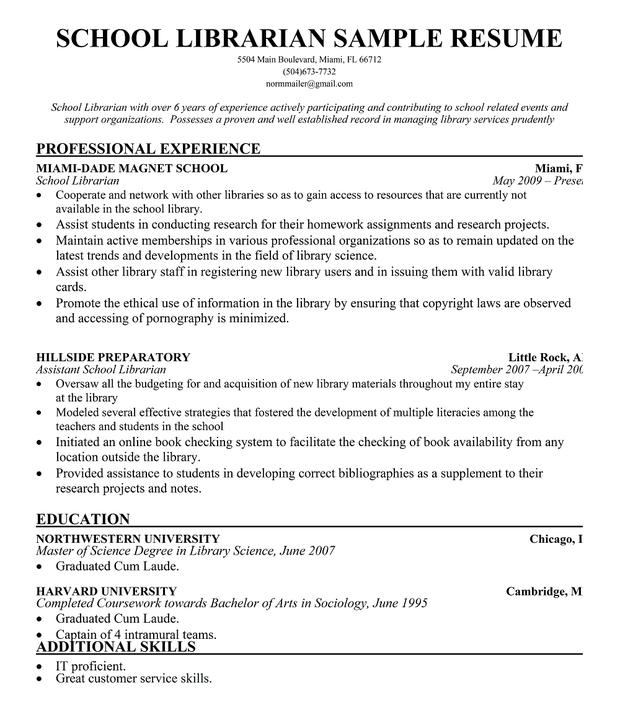 Librarian Resume Samples and Tips